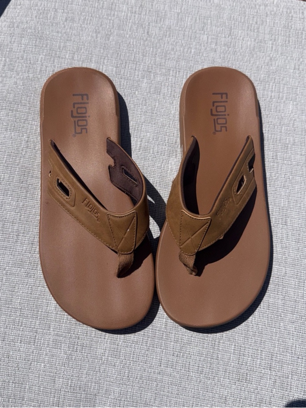 Flogos Men’s Gabe Flip Flop PU upper on Eve in Brown Size 8 Sandals
